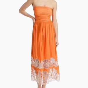 Ramy Brook Strapless Orange Dress with Lace